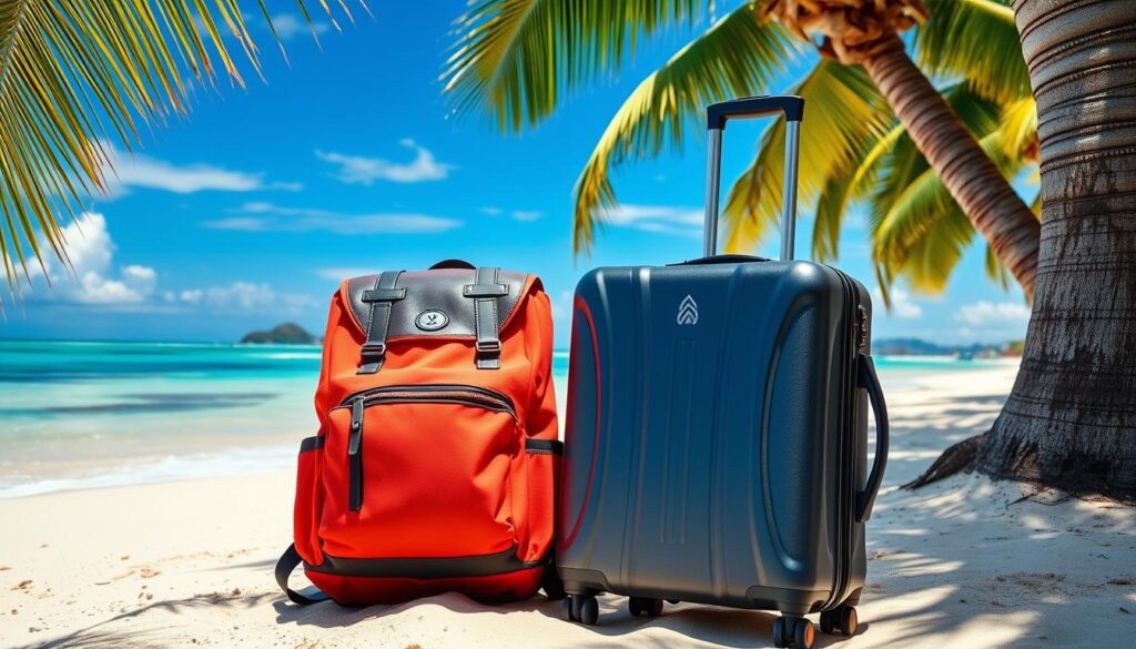 backpack and suitcase